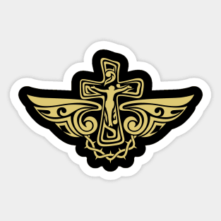 Jesus Christ on the cross. Tattoo style. Sticker